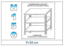 Shelf with Smooth Shelves 150 H- Depth 50cm