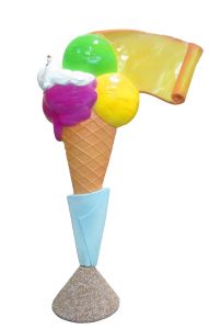 EG011A Ice cream with parchment - 3D advertising cone for ice-cream parlor, height 150 cm