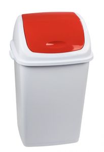 T909057 Polypropylene Swing paper bin White with red lid 50 liters (Pack of 6 pieces)