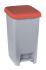 T909977 Grey polypropylene pedal bin with red lid 60 liters