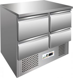 G-S901-4D - Tavolo refrigerato saladette, struttura inox AISI304, quattro cassetti