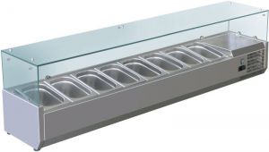 VRX1800-380-FC AISI 201 stainless steel refrigerated display case for basins