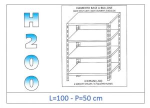 IN-46910050B Shelf with 4 smooth shelves bolt fixing dim cm 100x50x200h 