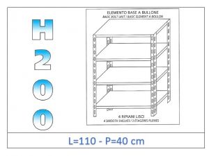 IN-46911040B Shelf with 4 smooth shelves bolt fixing dim cm 110x40x200h 