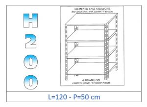 IN-46912050B Shelf with 4 smooth shelves bolt fixing dim cm 120x50x200h 