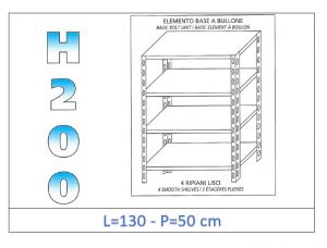 IN-46913050B Shelf with 4 smooth shelves bolt fixing dim cm 130x50x200h 