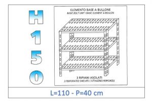 IN-B37011040B Shelf with 3 slotted shelves bolt fixing dim cm 110x40x150h 