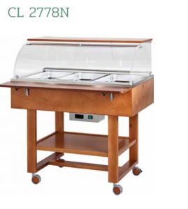 CL2778N Carrello in legno termico bagnomaria  (+30°+90°C) 3x1/1GN cupola/pianetto