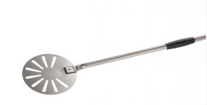 R-26F Round perforated stainless steel pizza peel ø 26 cm handle 150 cm