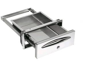 ICCSPC40 Service drawer in stainless steel drawer depth 44.4 cm with stainless steel key