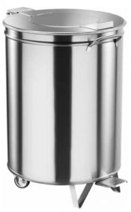 AV4668 Stainless steel waste bin with lid and wheels 100 liters with pedal