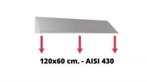 IN-699.60.12.430 Tetto inclinato in acciaio inox AISI 430 dim. 120x60 cm. per armadio IN-690.12.60.430
