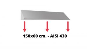 IN-699.60.15.430 Tetto inclinato in acciaio inox AISI 430 dim. 150x60 cm. per armadio IN-690.15.60.430