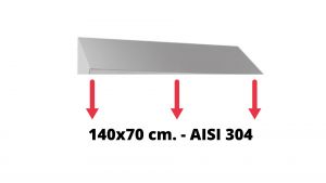 IN-699.70.14 Tetto inclinato in acciaio inox AISI 304 dim. 140x70 cm. per armadio IN-690.14.70