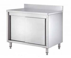 GDASR146A Cabinet table with sliding doors and splashback 1400x600x950