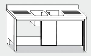 EU01713-19 lavatoio armadio ECO cm 190x70x85h  2 vasche e 2 sgocciolatoi - porte scorrevoli