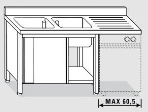 EU01911-16 lavatoio armadio per lavast. ECO cm 160x60x85h  2v e sg dx - porte scorrevoli