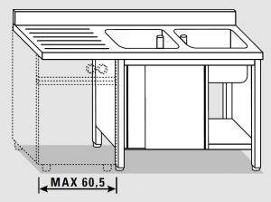 EU01912-20 lavatoio armadio per lavast. ECO cm 200x60x85h  2v e sg sx - porte scorrevoli