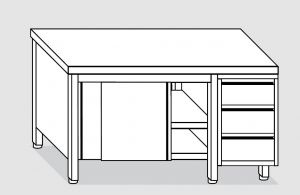 EU04001-16 tavolo armadio ECO cm 160x60x85h  piano liscio - porte scorr - cass 3c dx