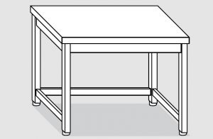 EUG2206-19 tavolo su gambe ECO cm 190x60x85h-piano liscio - telaio inferiore su 3 lati