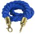T106330 Blue rope 2 gold color fixing hooks for crowd control post 1,5 meters