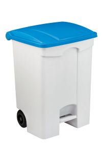 T115075 Mobile plastic pedal bin White 70 liters Blue lid (Pack of 3 pieces)