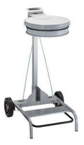 T601043 Grey steel Wheeled pedal operated sack holder
