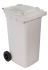 T766625 White Plastic waste container for outdoor on 2 wheels 240 liters