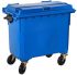 T766642 Blue Plastic waste container for outdoor on 4 wheels 660 liters