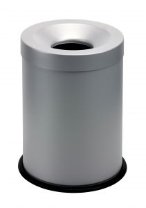 T770002 Grey steel fireproof waste bin 15 liters