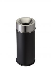 T770053 Fireproof paper bin Black steel body and s.steel lid 30 liters