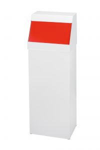 T790027 White steel with Red push lid 50 liter bin