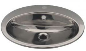 LX1250 Oval washbasin with tap hole in stainless steel 530x450x160 mm -LUCIDO-