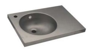 LX1560 Washbasin with top in stainless steel 450X350X125 mm - SATIN -
