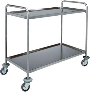 CA 1414 Stainless steel service trolley 2 shelves load 100 kg 128x70x94h