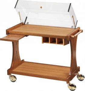 CL 2350W Wooden trolley for cakes cheese with dome Wengè 86x55x95h 