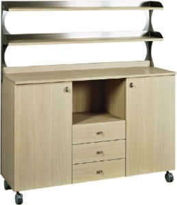 ML3214SS Service cabinet low oak large shelf brackets